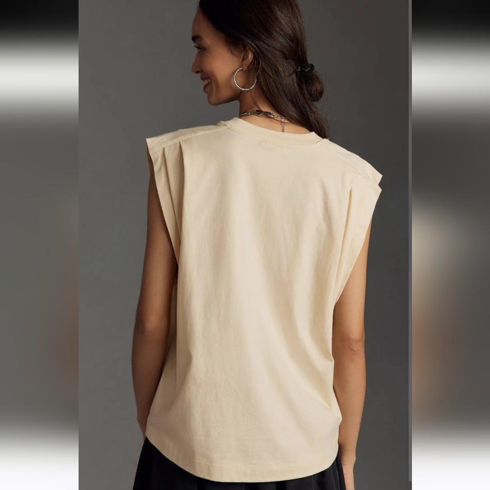 FARM RIO The Tropic Pleated Cream Brown Monkey Palm Cap Sleeve Top New XXS - Picture 3 of 8